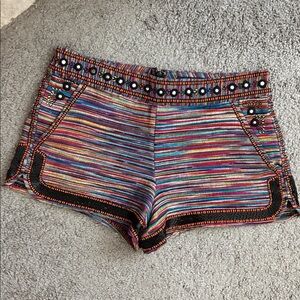 FRENCH CONNECTION Multicolor Shorts With Sequin Hem Size 6